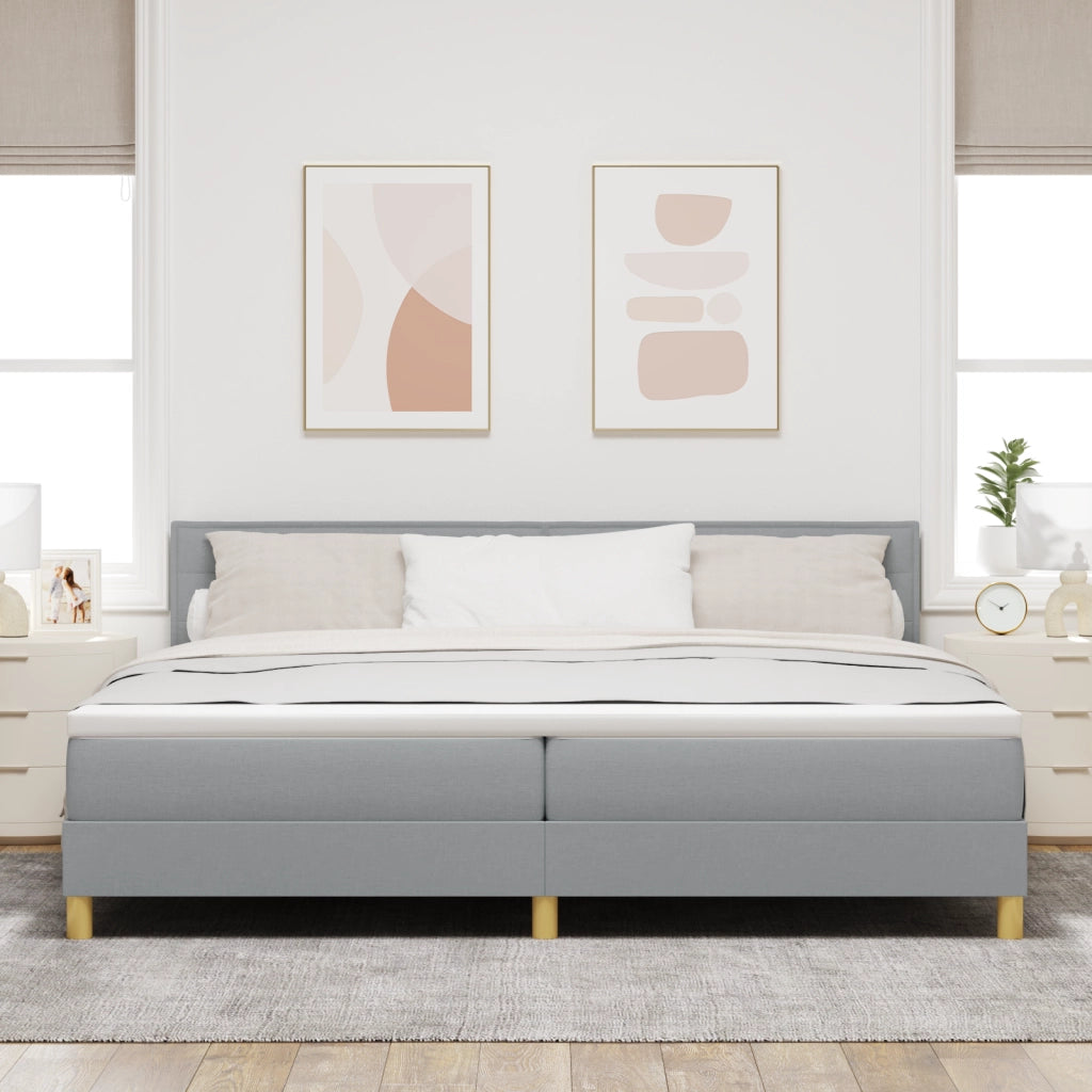 Letto Box Spring con Materasso & Luce LED Grigio Chiaro 200x200 cm Tessuto