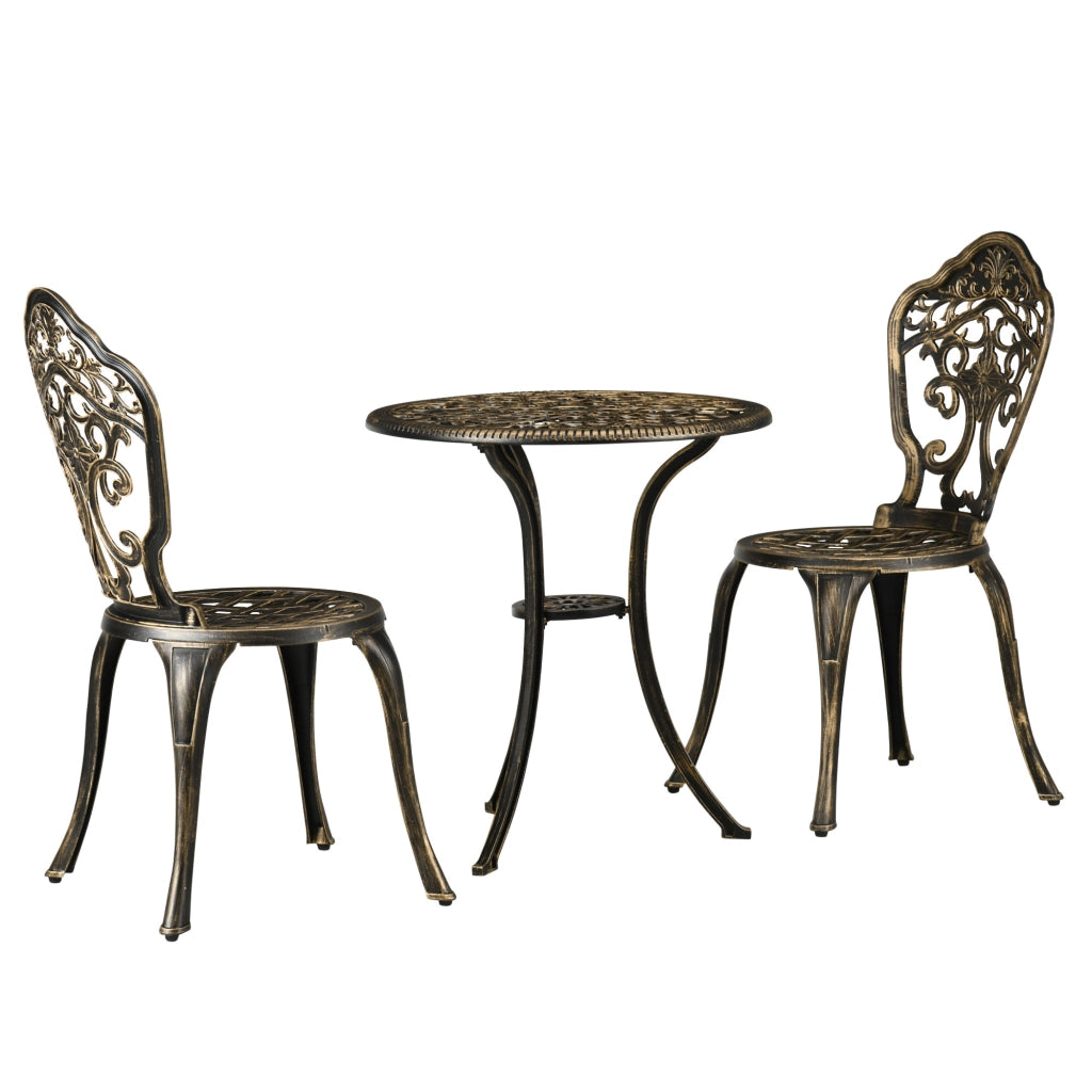 Set Esterno 3 Pezzi con Tavolino e Sedie da Giardino ¨C zephmum ¨C Bronzo, Alluminio