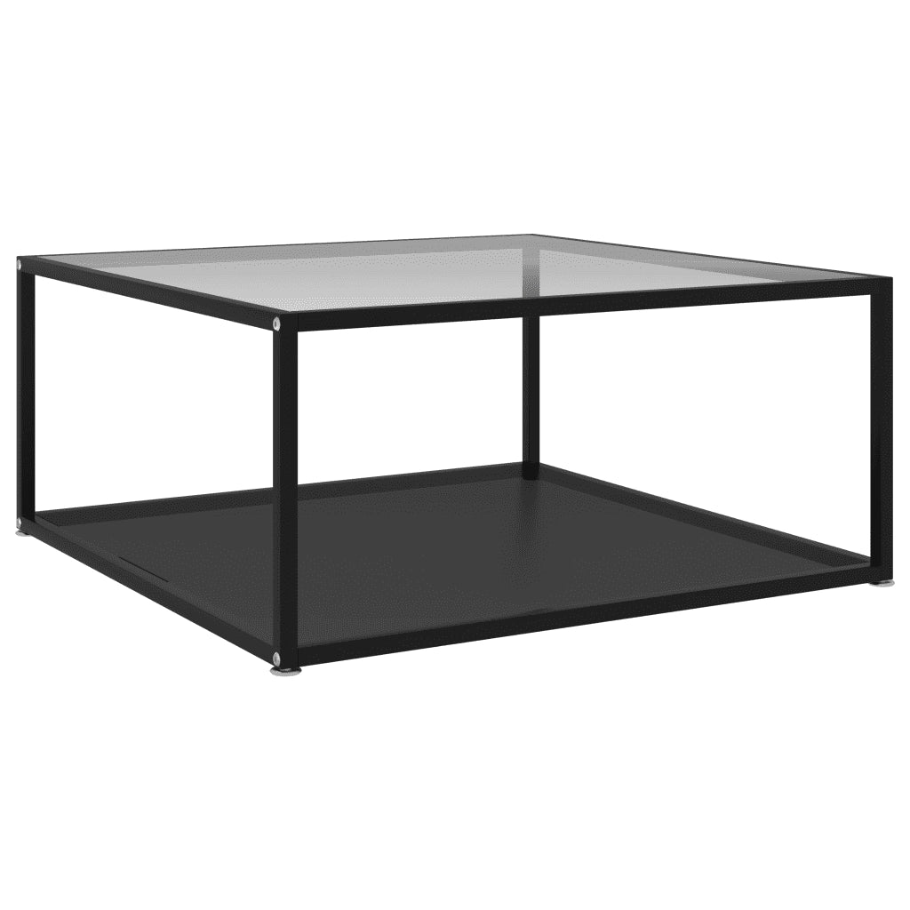 Tavolino Trasparente e Nero 80x80x35cm in Vetro Temperato cod mxl 9176