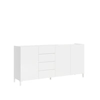 Madia 3 Ante 4 Cassetti 174x40x84 cm Solaria Bianco Lucido
