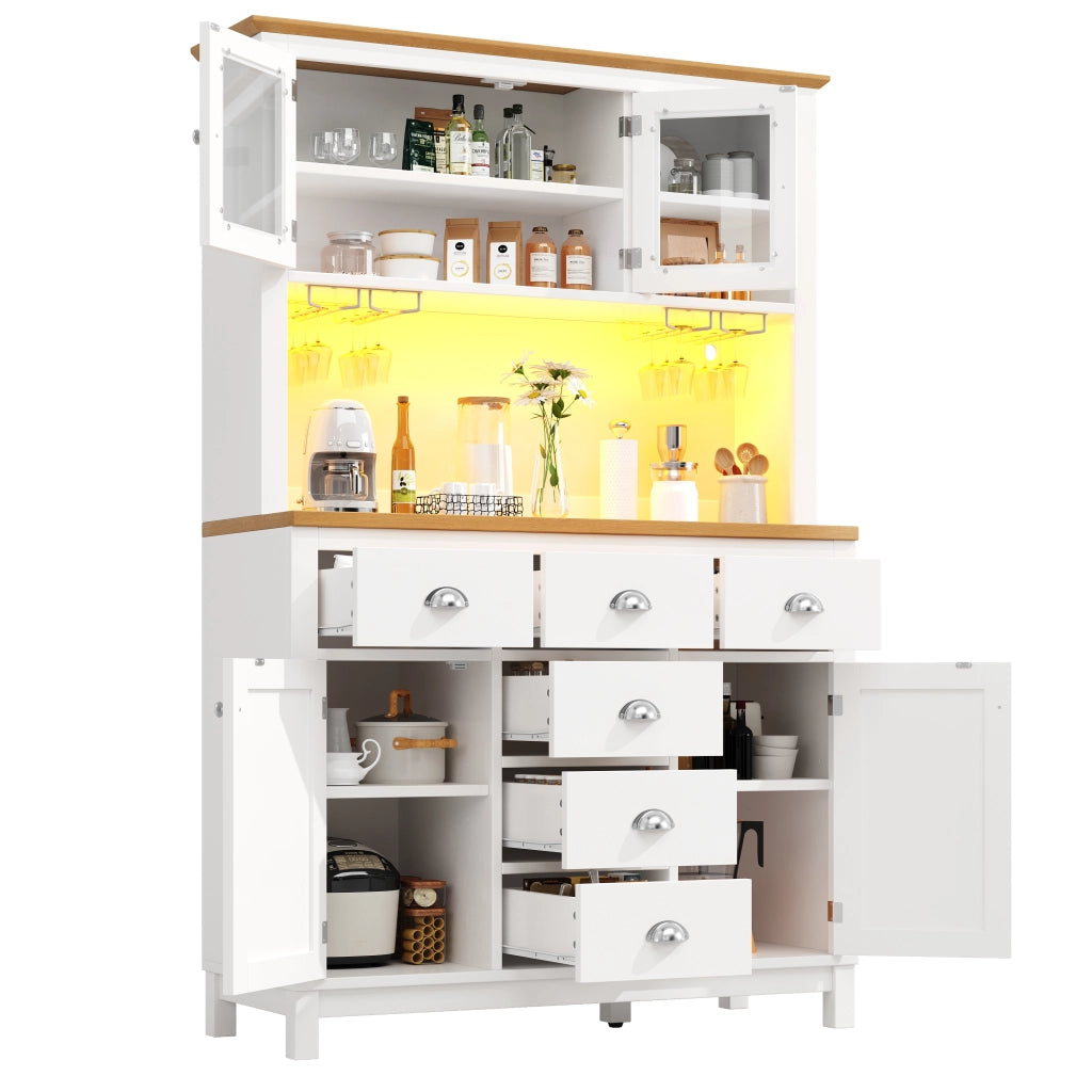 Buffet Credenza con LED ¨C MINIMAL ¨C Verde/Bianco, 4 Ante, 104x40x180cm