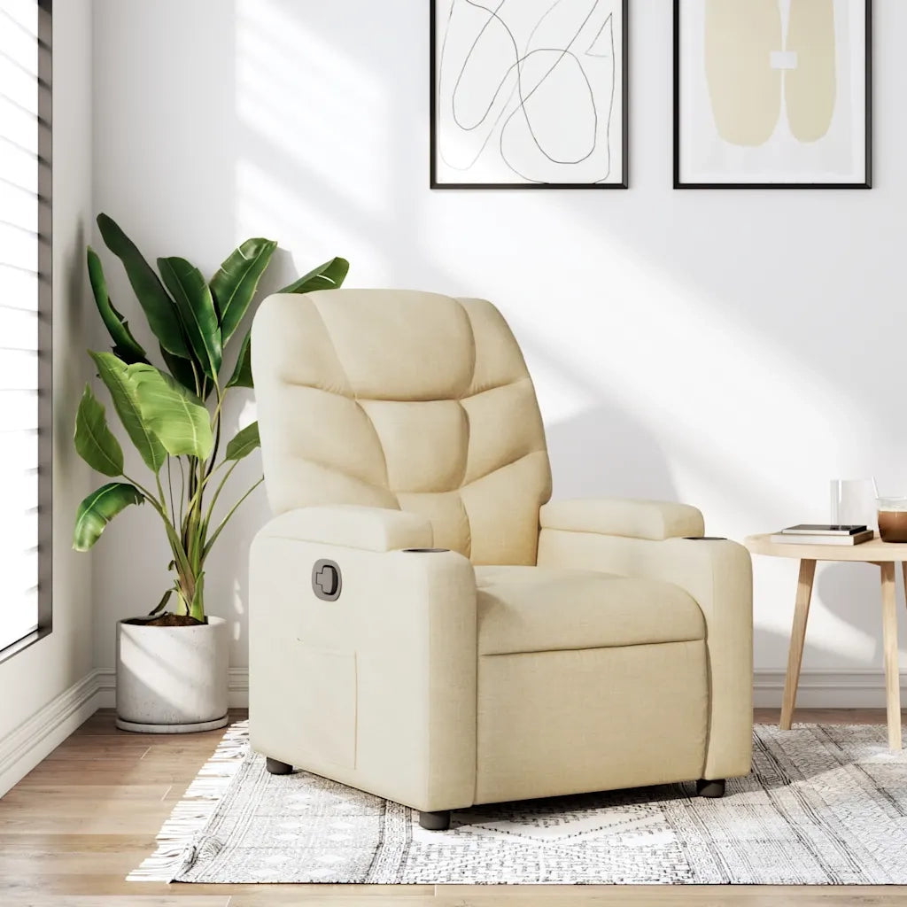 Divano Sedia-Poltrona reclinabile in tessuto color crema 609493