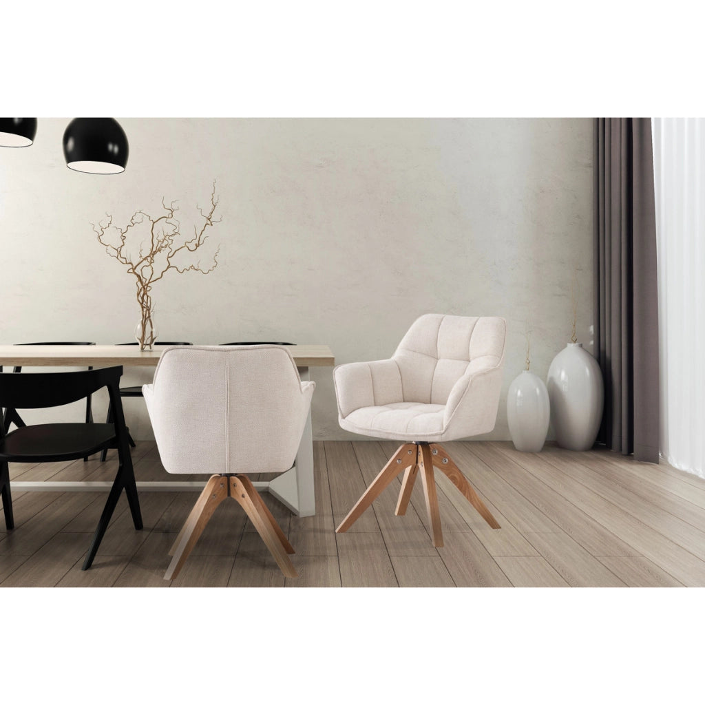Sedia da pranzo Dian 325 in tessuto color crema