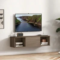 Armadio da Bagno a Parete Mueble da Bagno Appeso con 2 Scomparti Aperti e Porta Ribaltabile 120x30x29,5 cm Marrone