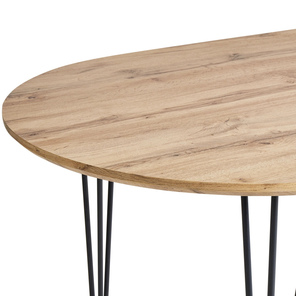 Tavolo da pranzo Piano in MDF marrone chiaro Gambe in metallo Gambe a forcina Stile industriale moderno