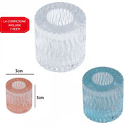 Trade Shop - 2 Porta Candela Lanterna Rotondo Bomboniera Matrimonio Decorazione Tea Light 5x5 -