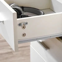 HOMCOM Mobiletto da Archiviazione per Ufficio su Ruote, 3 Cassetti con Serratura, 40 x 40 x 61,5 cm, Bianco