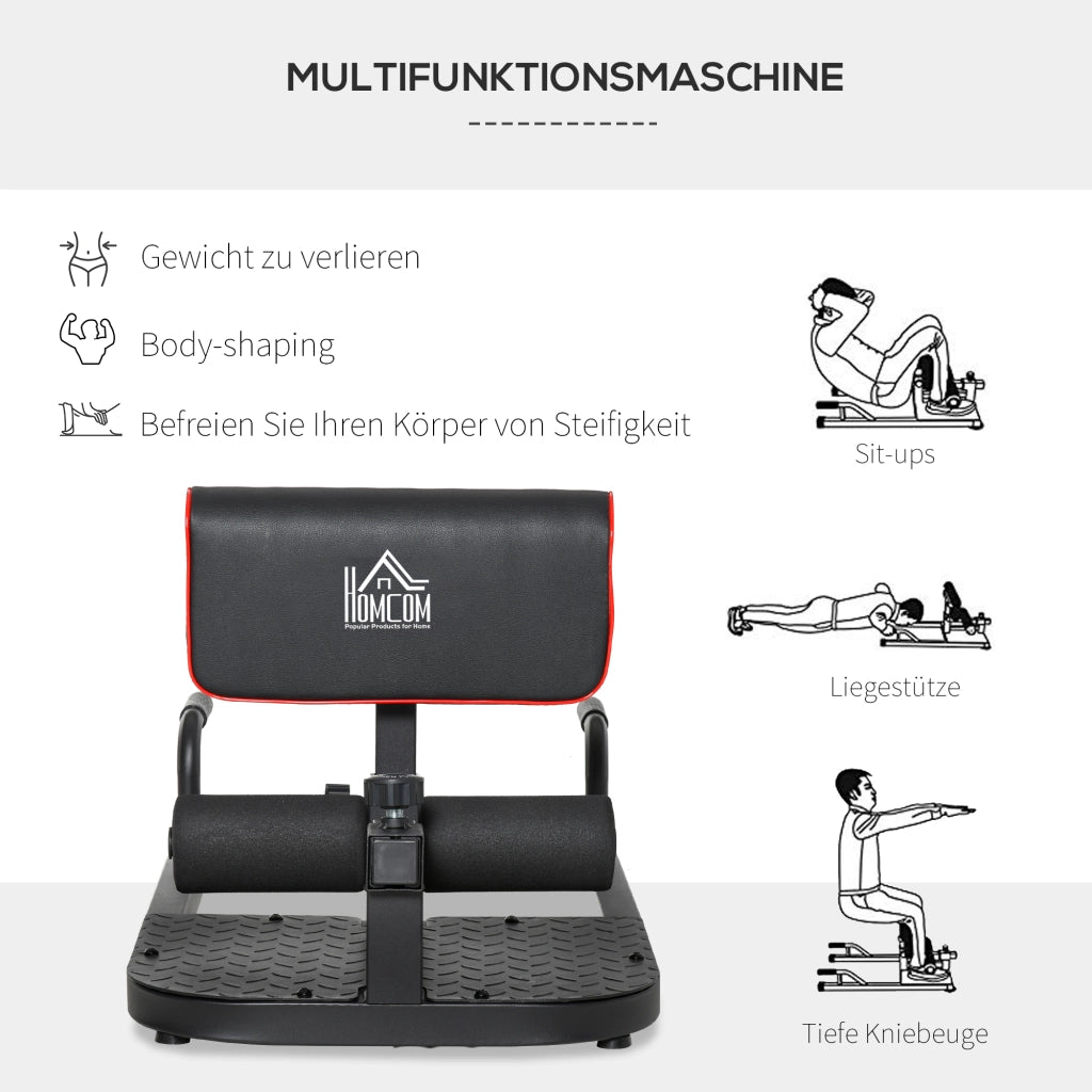 Sissy Squat Trainer 3 in 1 ¨C Zephmum ¨C Regolabile, Acciaio, Nero, 50x97x(44.5-56.5) cm