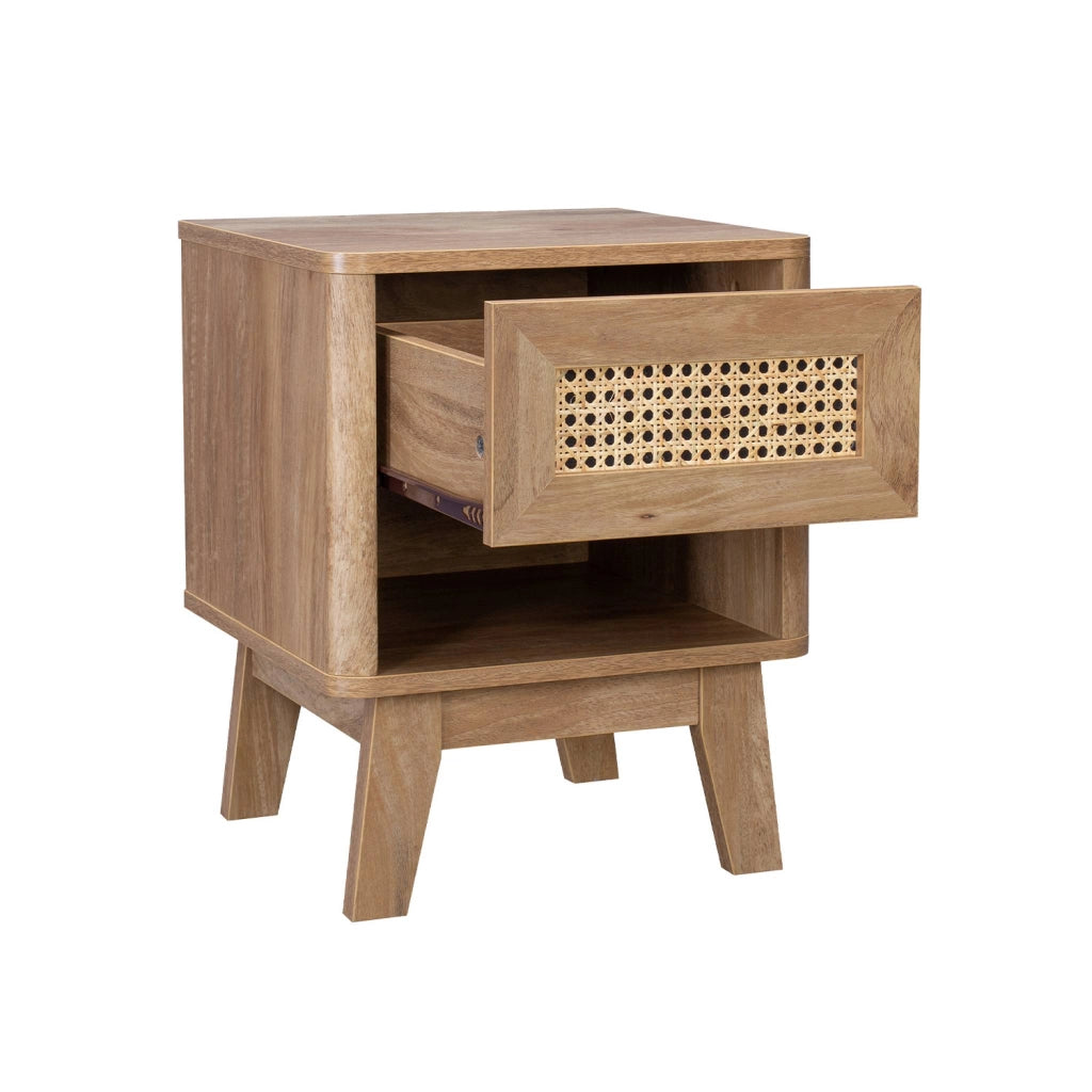 Comodino con 1 cassetto effetto legno e canna i sweeek