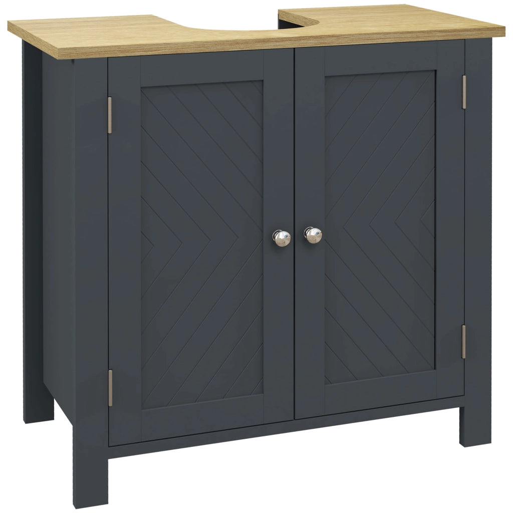 Mobile Sottolavabo in Truciolato e MDF a 2 Ante con Ripiano Interno Regolabile, 60x30x60 cm, Grigio
