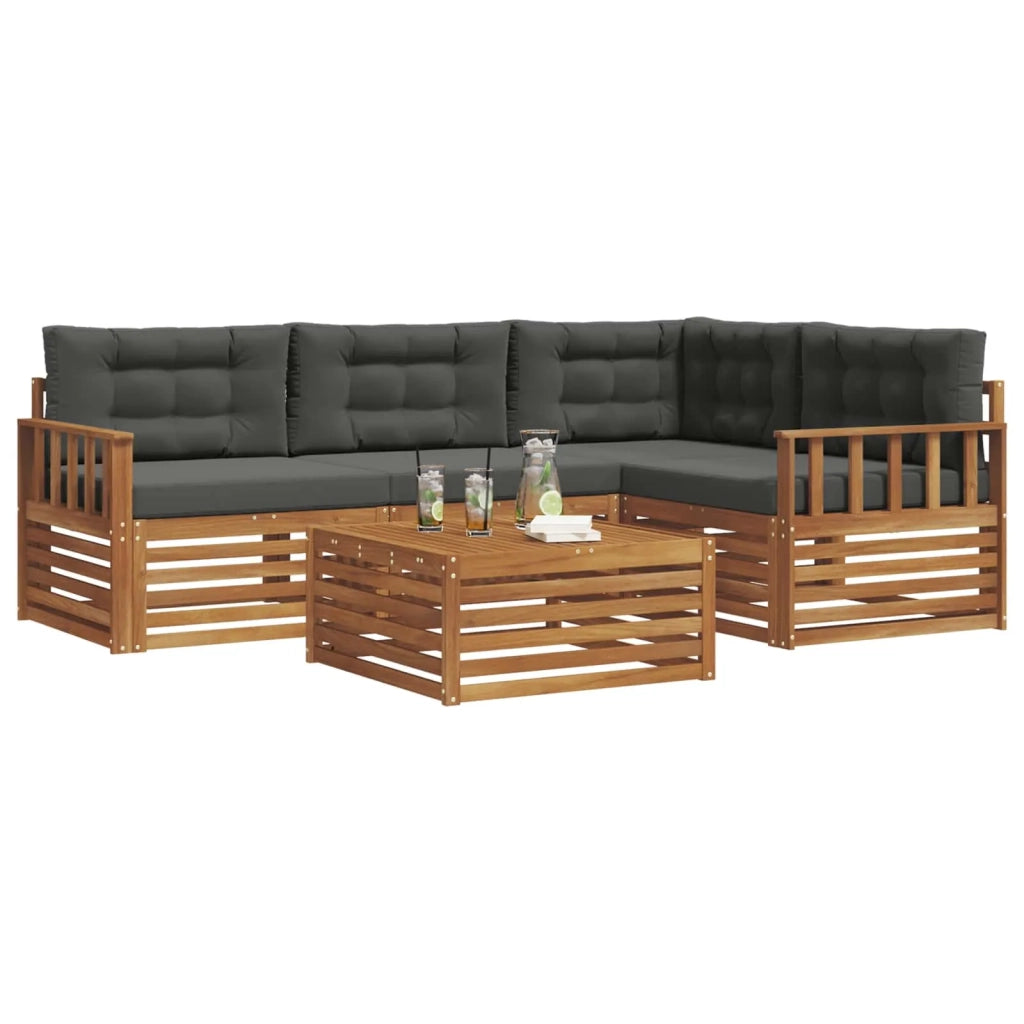 Set di divani da esterno con cuscino 5 pcs Naturale e Antracite