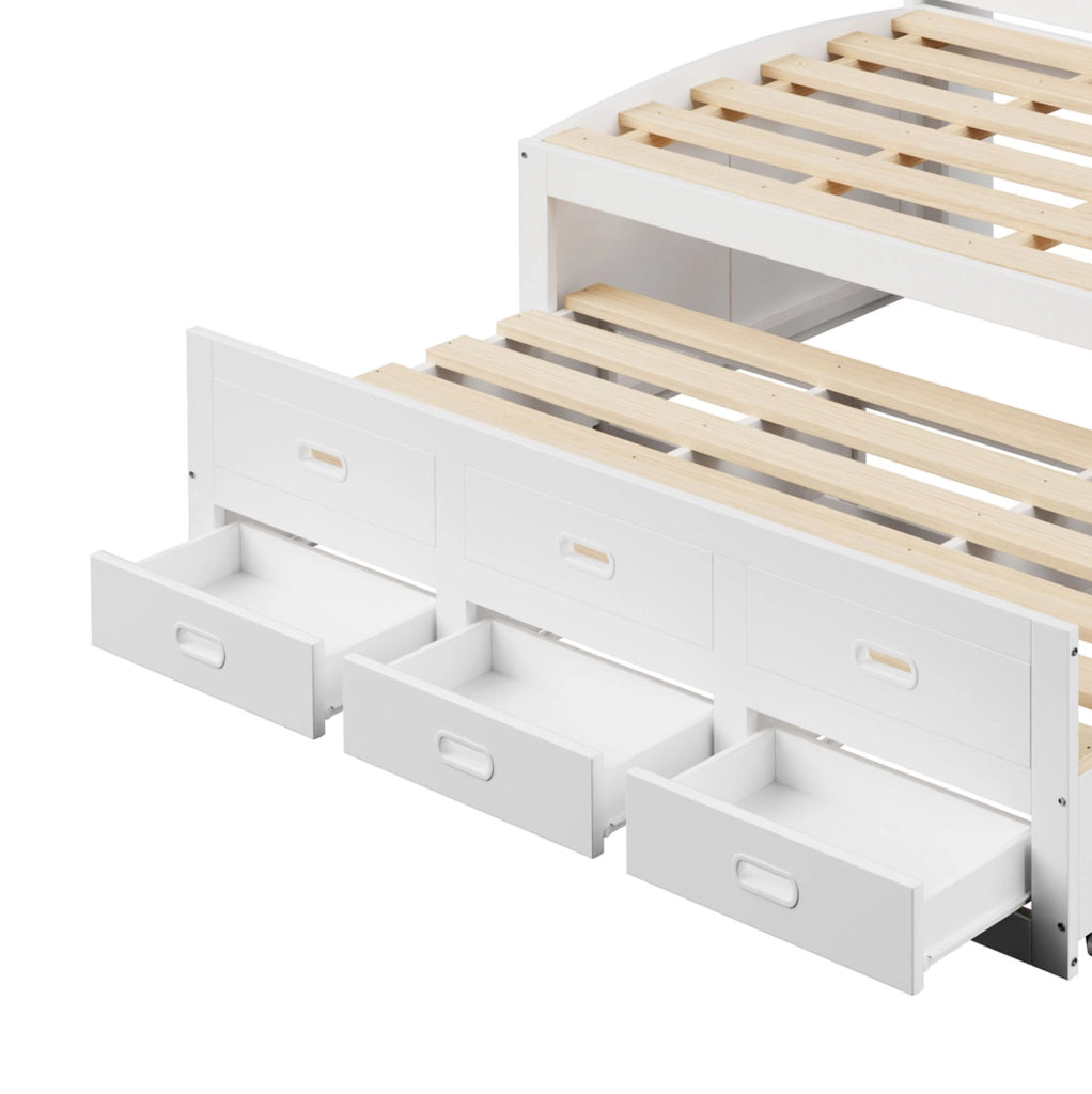 Letto da giorno estraibile ULEVR 90x200 cm con LED, 3 cassetti, USB e Type-C, bianco