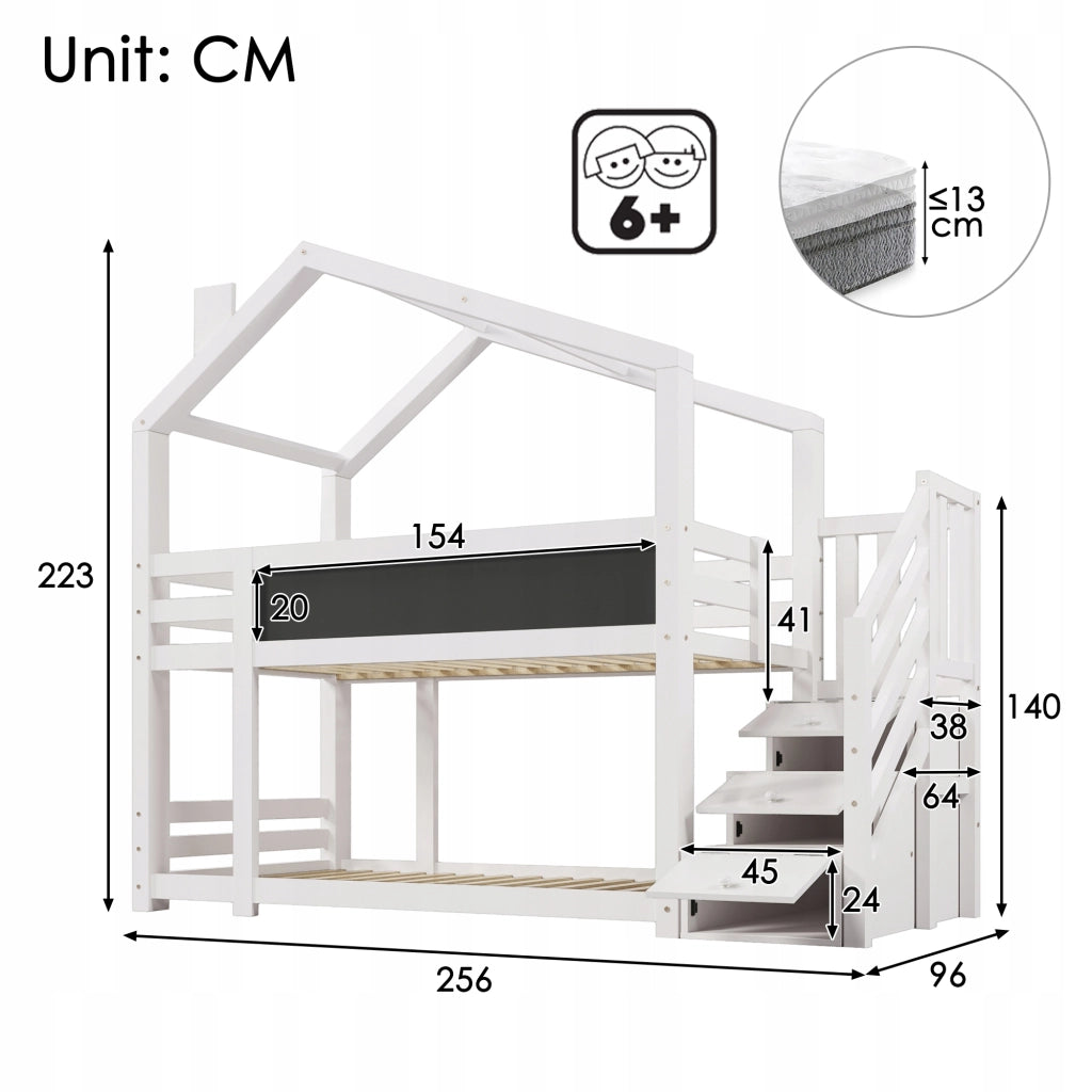 Letto a castello 90x200 - Xylo - Bianco