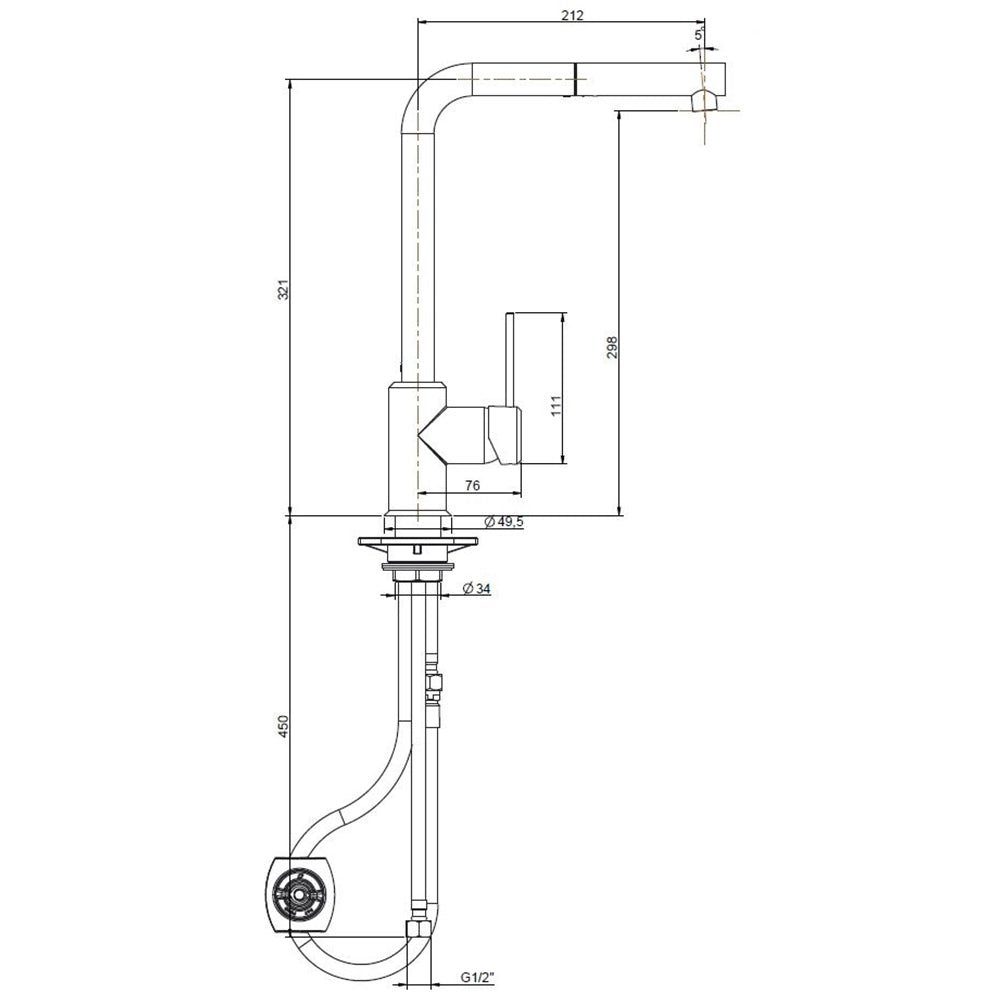 MISCELATORE MONOCOMANDO LAVELLO CON DOCCIA ESTRAIBILE LINEA PIN- Avena- ARGO- pezzi 1