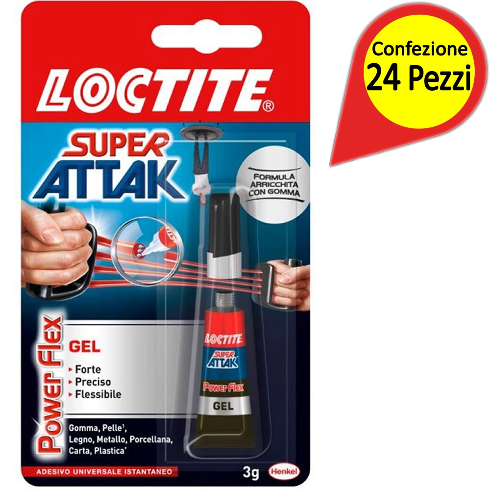 Loctite super attak maxi power flex confezione da 24 blister da 3 gr ciascuno