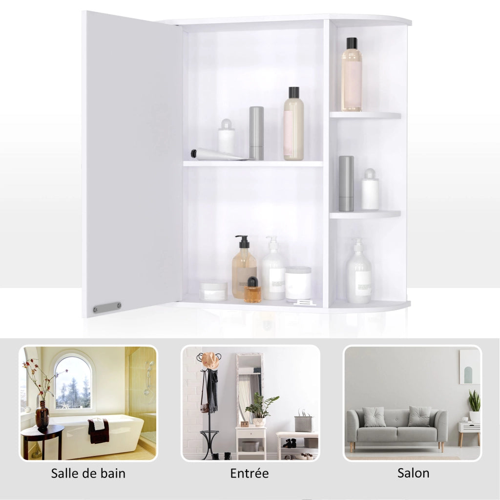 Mobile Specchio Bagno con Ante ¨C Xylo ¨C Bianco con Ripiani Laterali