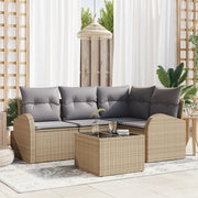 Set di divani da giardino con cuscini Black Poly Rattan