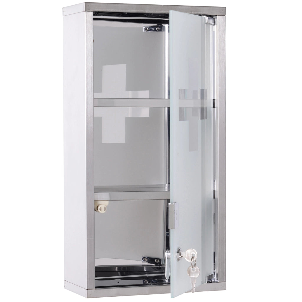 Armadio Farmacia 3 Ripiani Porta Vetro ¨C zephmum ¨C 25x12x48 cm Acciaio Inox