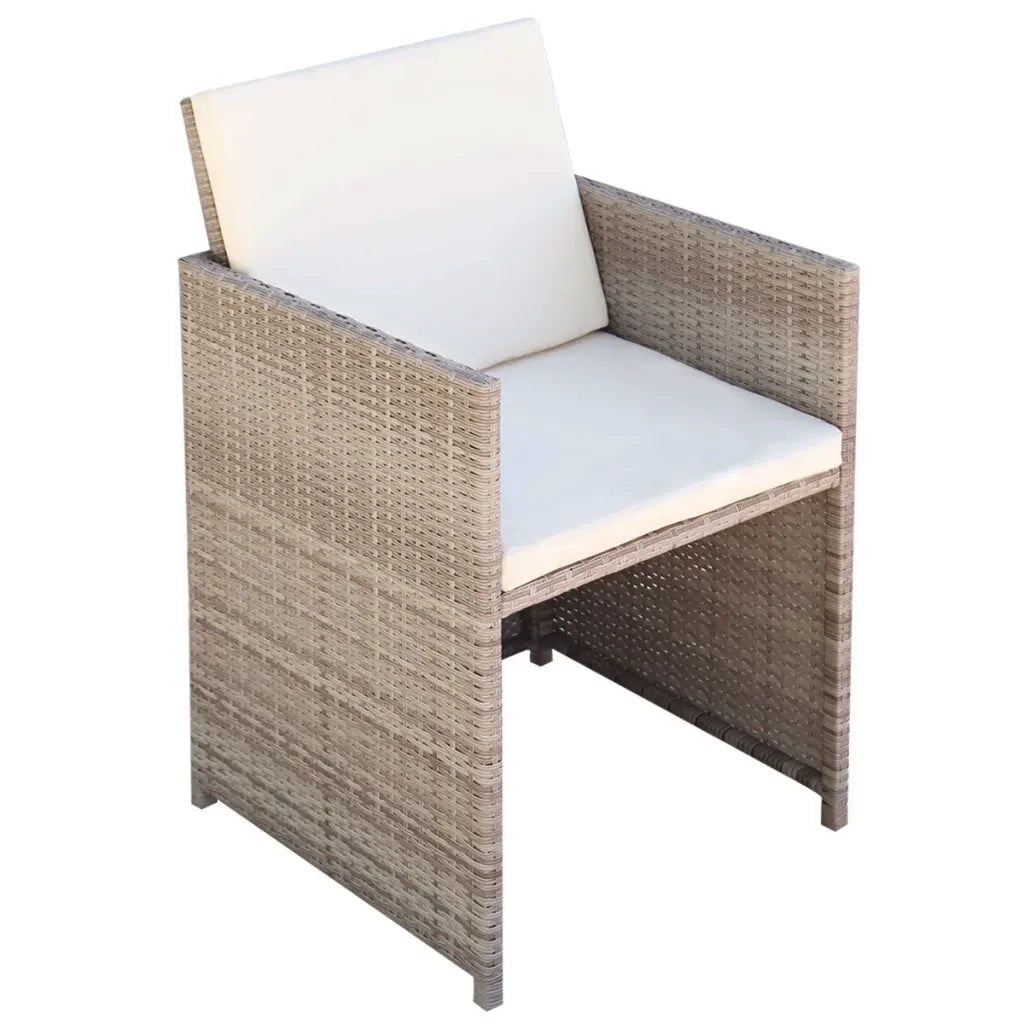 Set da Pranzo da Giardino 13 pz con Cuscini in Polyrattan Beige cod mxl 43688
