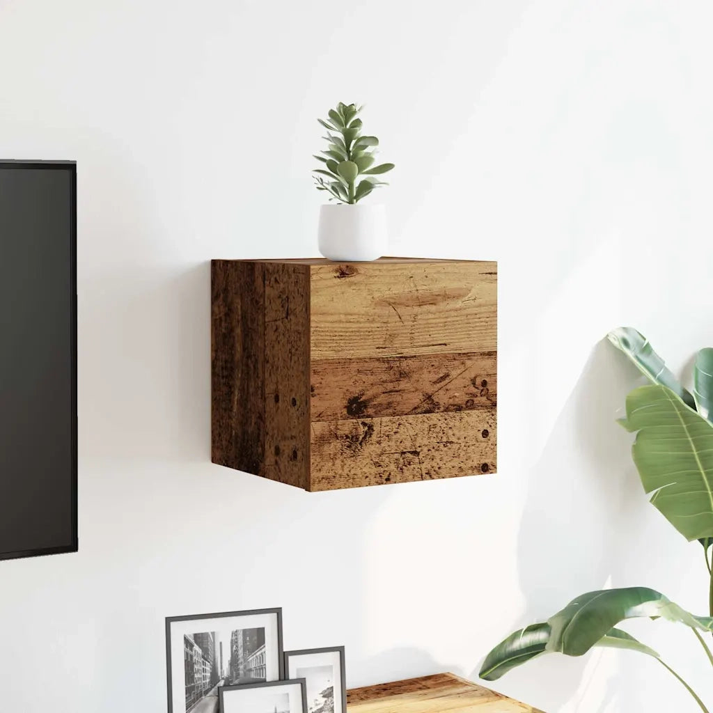 Armadietti TV Montati a Parete Legno Antico 30,5x30x30 cm