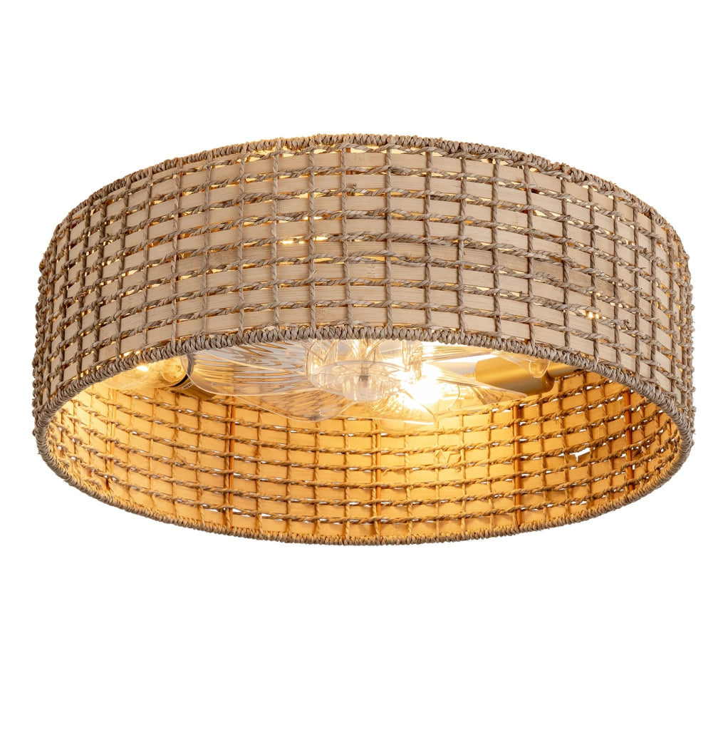 Plafoniera ventilatore a soffitto in rattan 53 cm con luci E26, app e telecomando, rame
