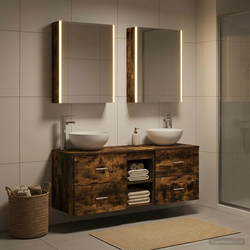 Set di mobili per il bagno 5 pcs Rovere Fumo 3406731