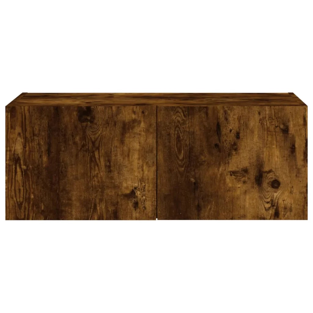Mobile TV multimediale scaffale TV credenza mobile TV sala da pranzo soggiorno parete attrezzata per camera da letto con luci LED rovere affumicato 80 x 35 x 31 cm marrone 02_0027996