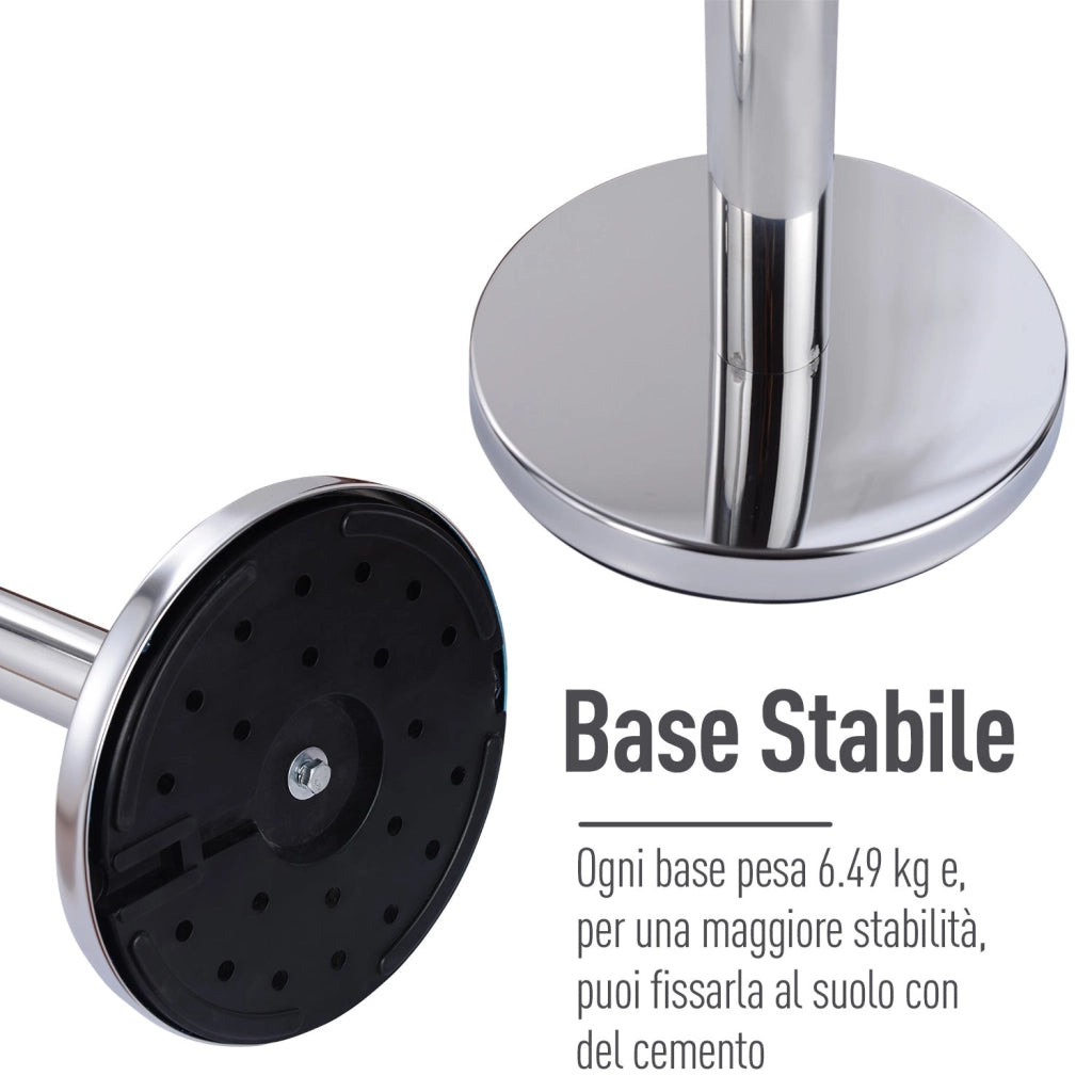 2 Colonnine Tendinastro di 2m in Acciaio Inox e Nylon Ø32x90 cm