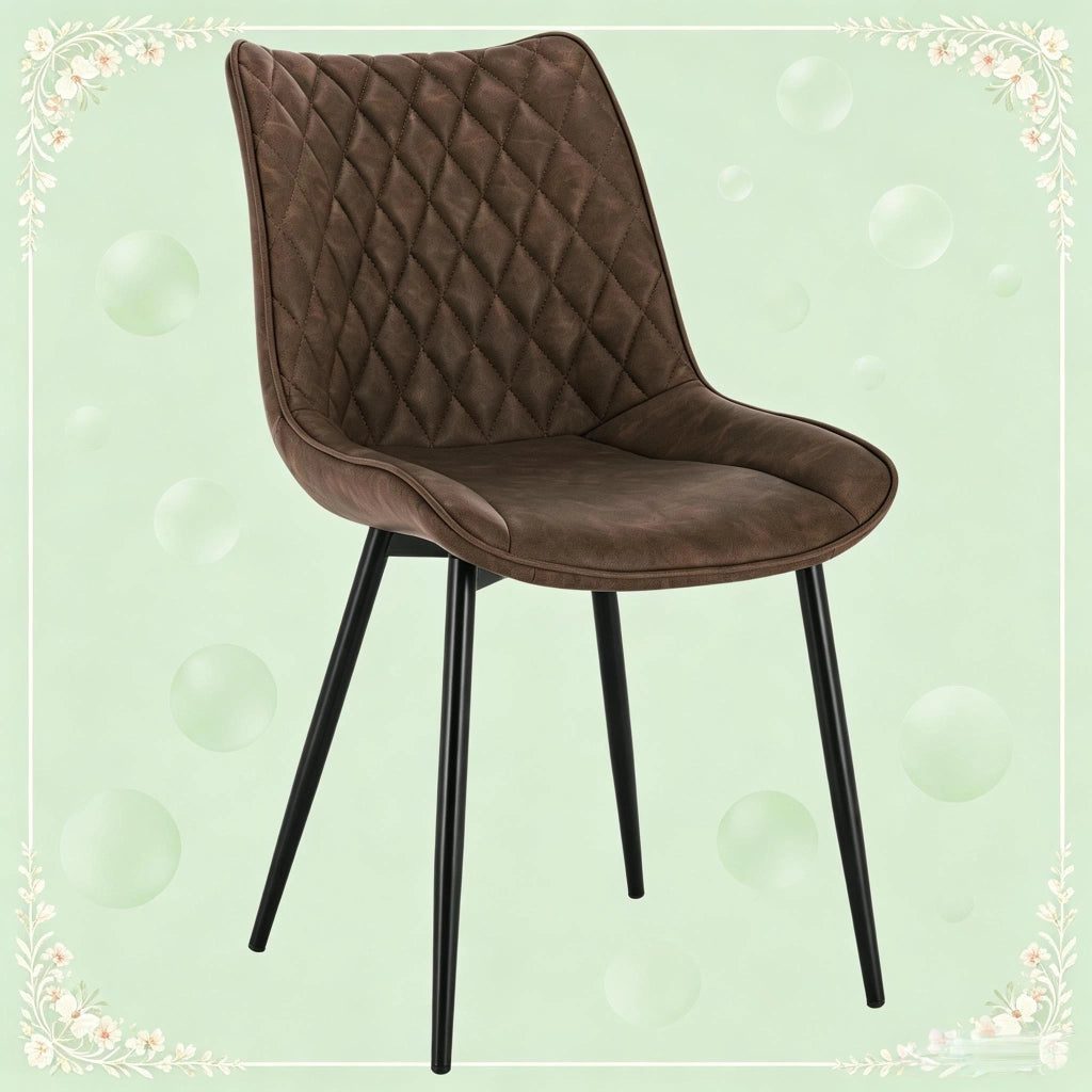 Set di 2 sedie da pranzo in similpelle marrone con gambe in metallo, design ergonomico