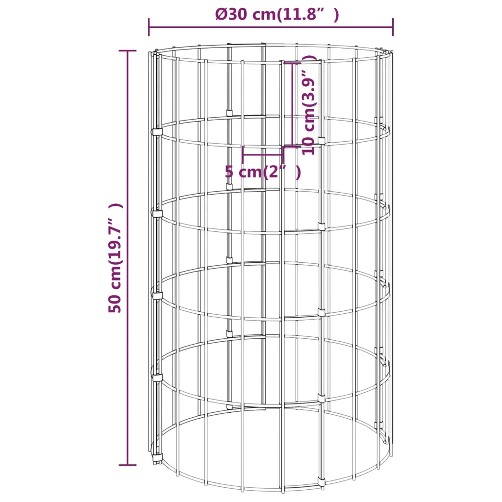 Fioriere Rialzate Gabbioni Circolari 4 pz Ã˜30x50/100/150/200 cm