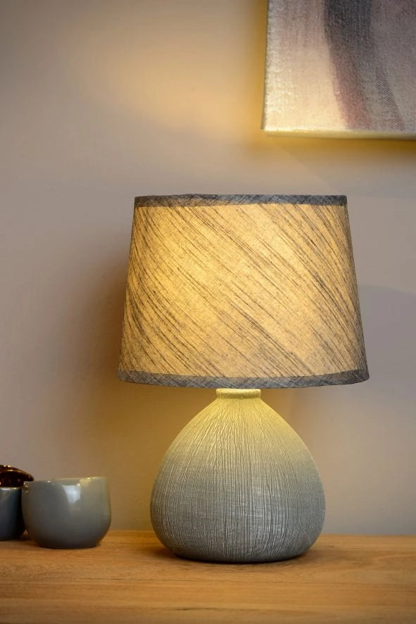 Lampada da tavolo Lucide Ramzi grigia ceramica E14 40W