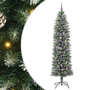 Albero di Natale Artificiale-Albero Natalizio Sottile Verde e Bianco 240 cm 454473