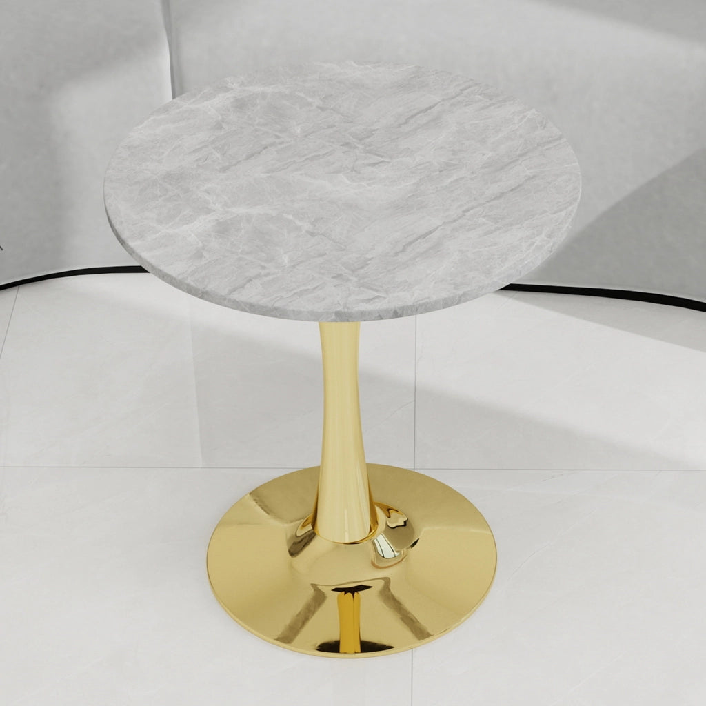 Tavolino da Caff¨¨ Rotondo ¨C Xylo ¨C Piano in Marmo Grigio, Stile Moderno, ?70 cm