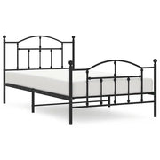 Letto singolo | Letto per adulti | Giroletto con Testiera e Pediera Metallo Nero 100x200 cm