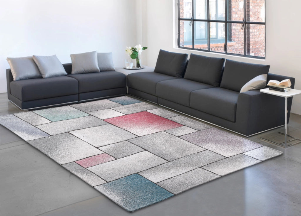 Tappeto Salotto Velour Antiscivolo Disegno Tetrix By Suardi - 65x110(2Tappeti) - Multicolor