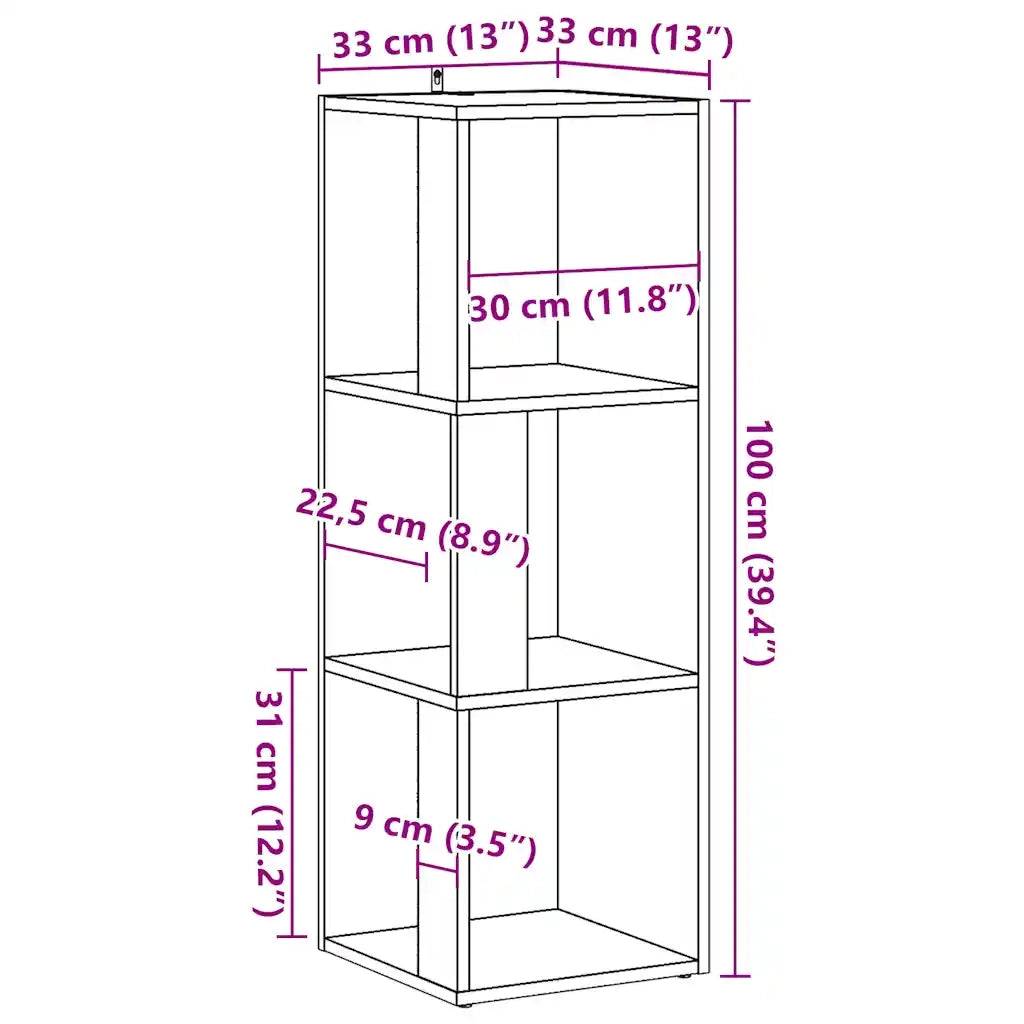 Mobile Angolare Legno Antico 33x33x100 cm Legno Multistrato