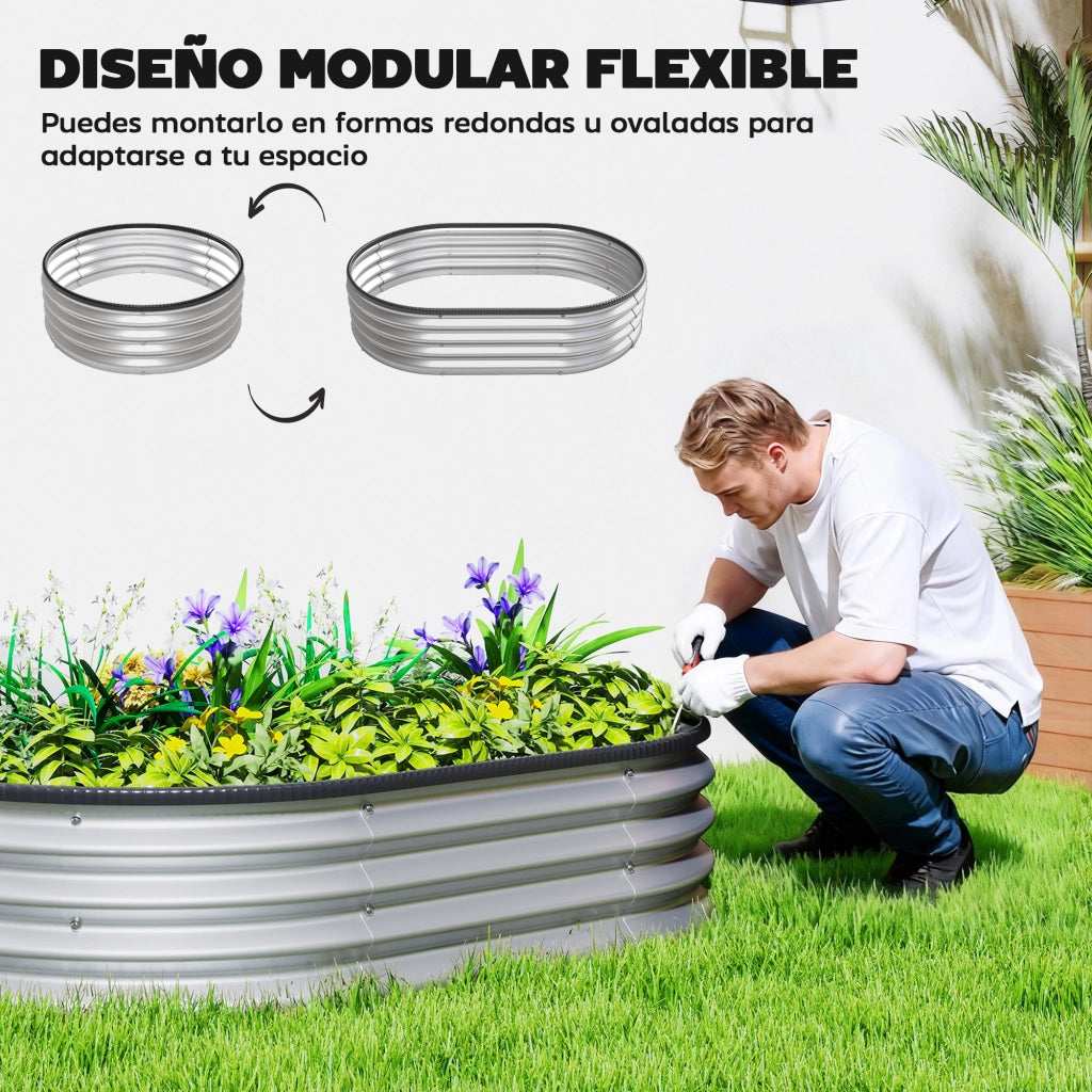 Fioriere 2 Pezzi Giardino Esterno Acciaio ¨C Zephmum ¨C Argento 135x90x30 cm
