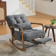 Sedia a dondolo 70x80x92 cm con poggiapiedi; schienale regolabile; in cord grigio