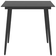 Tavolo da Giardino Nero 80x80x74 cm in Acciaio e Vetro 313114
