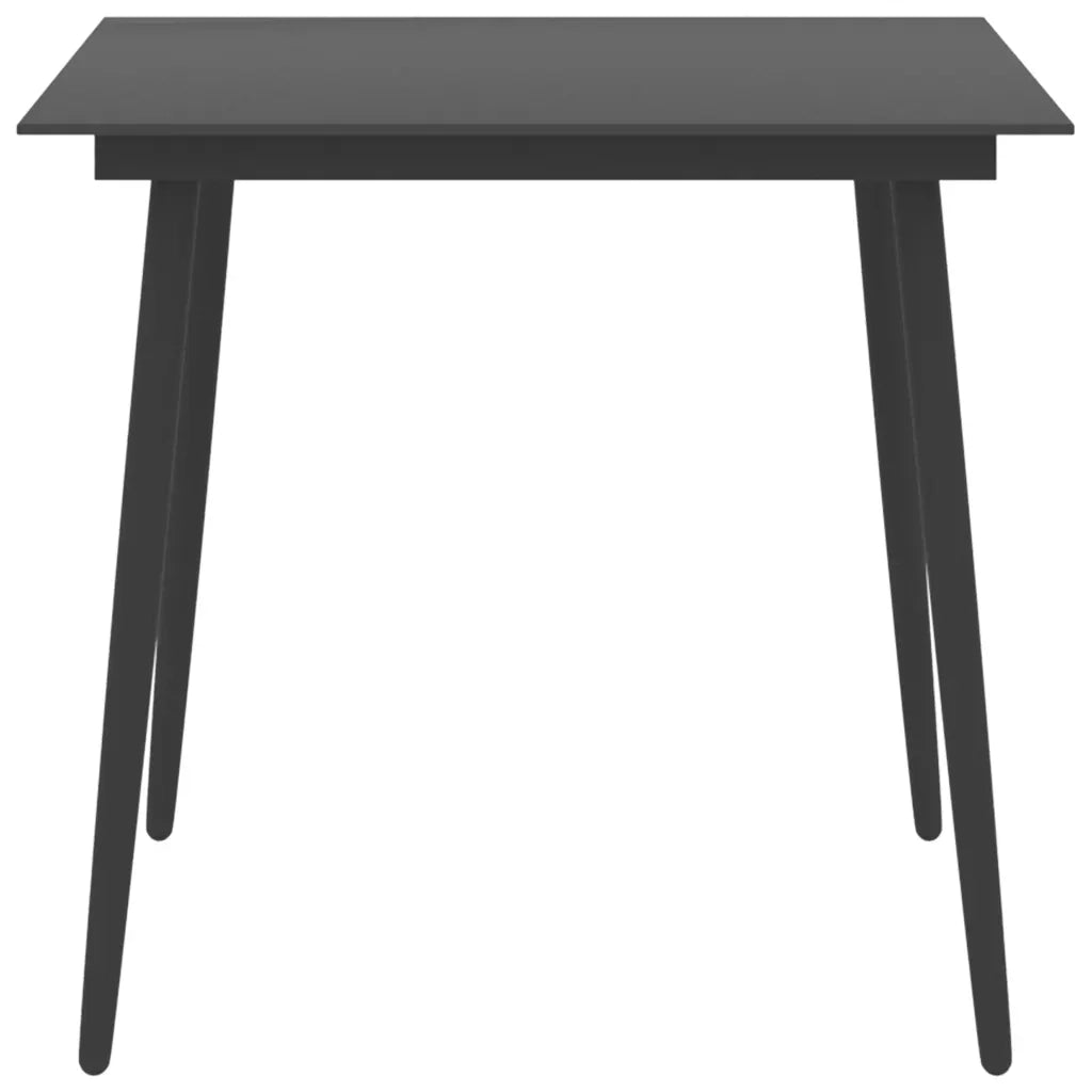 Tavolo da Giardino Nero 80x80x74 cm in Acciaio e Vetro 313114