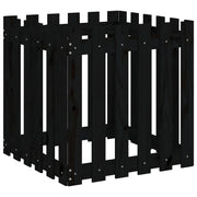 Fioriera | Cassetta per fiori | Vaso Giardino a Recinzione Nera 60x60x60 cm Massello Pino