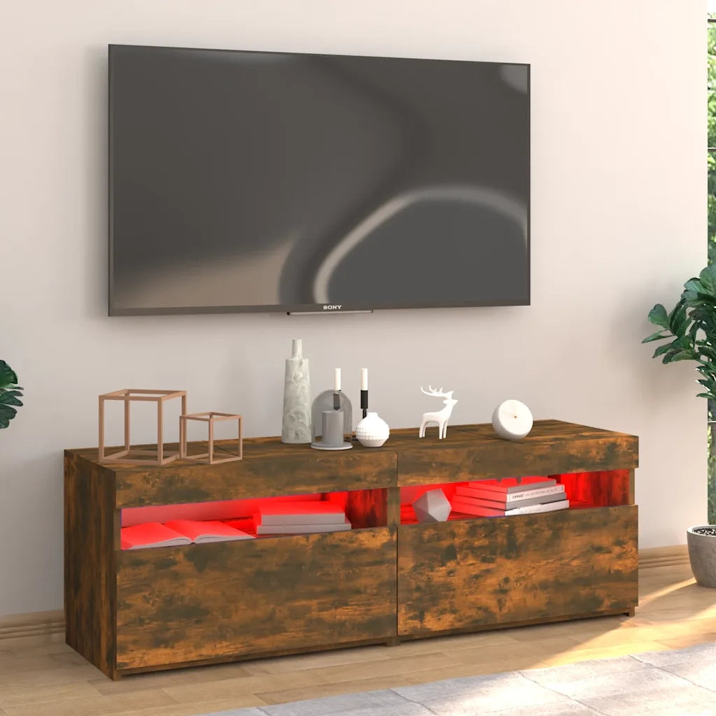 Mobile Porta TV con Luci LED Rovere Fumo 120x35x40 cm cod mxl 5918
