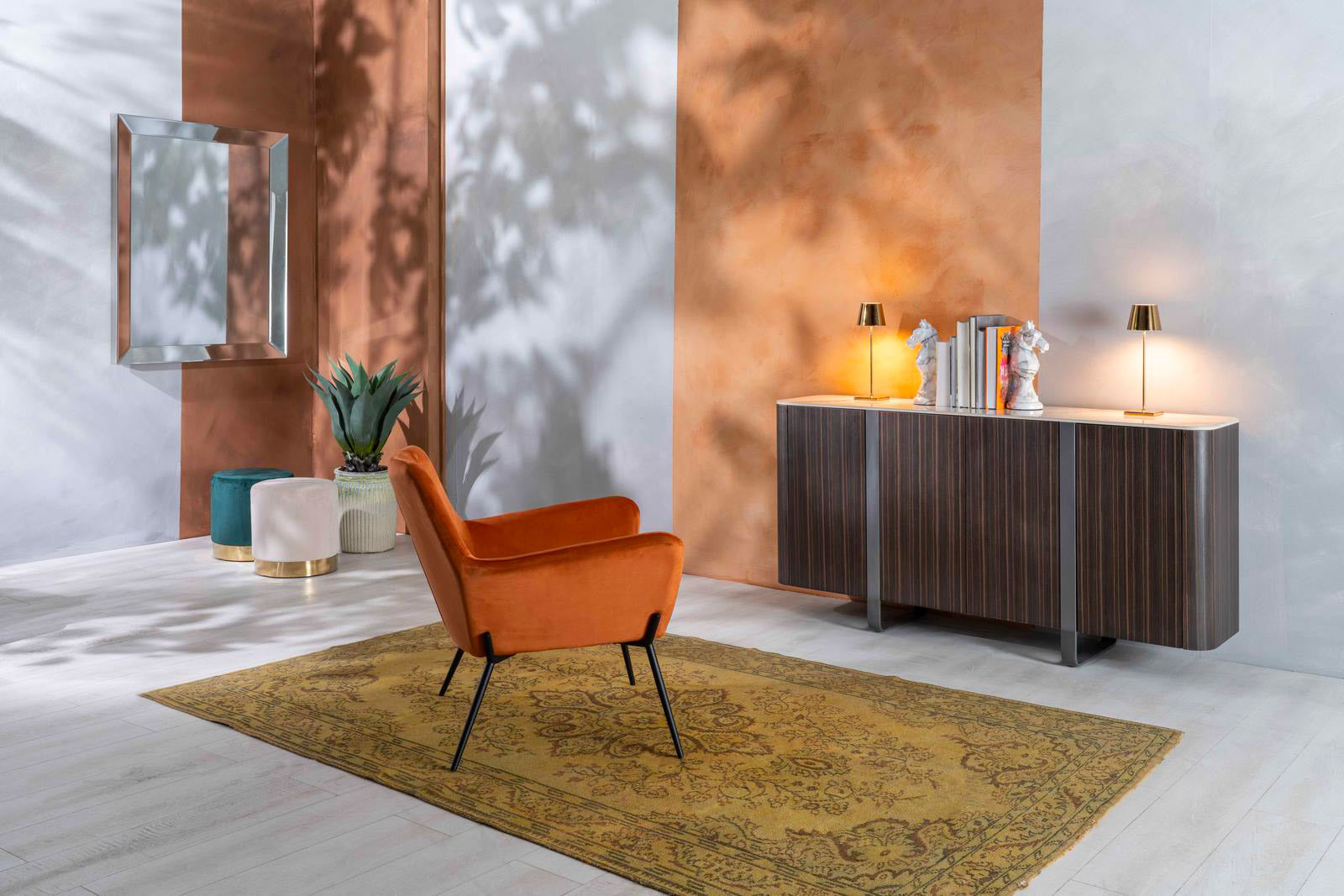 Madia 4 Ante 40x160x85 cm in Ceramica Marmo Andromeda Calacatta Oro