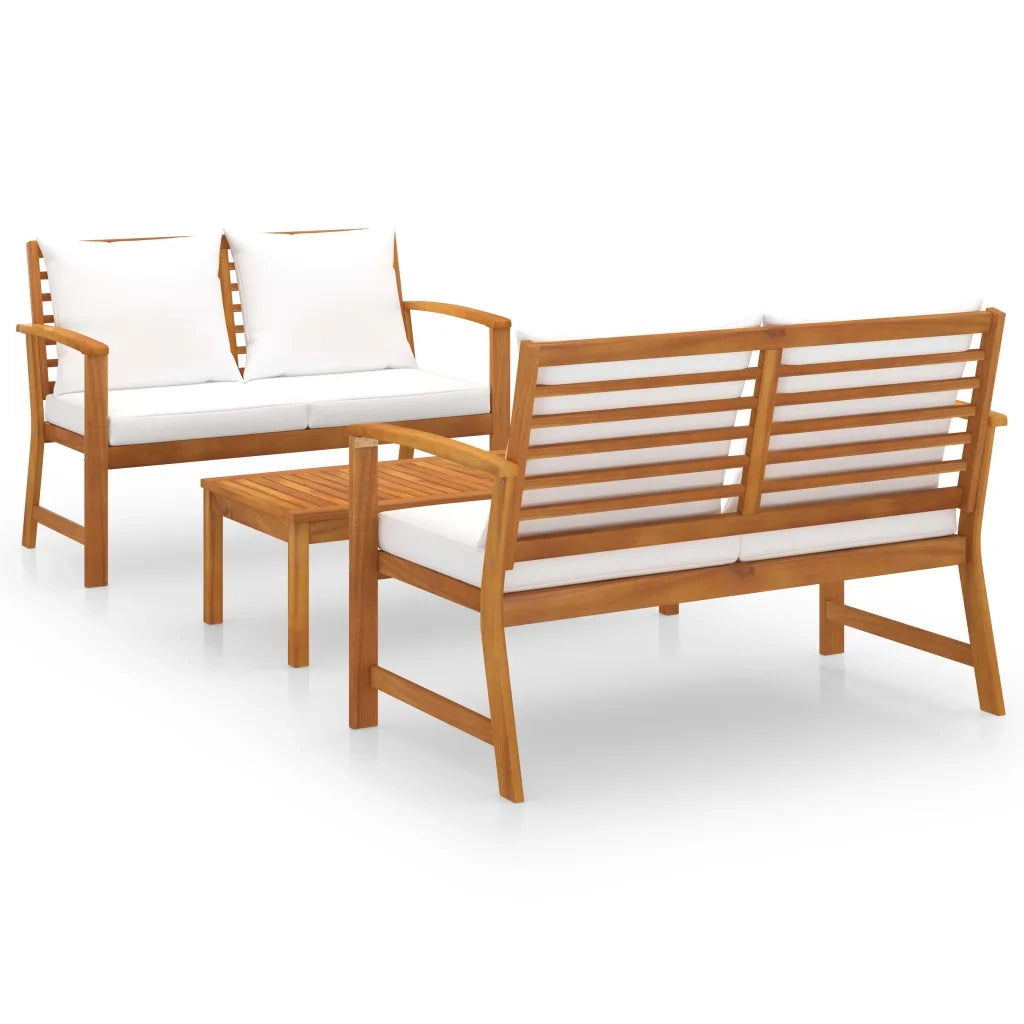 Set Divani da Giardino 3 pz con Cuscini in Massello di Acacia cod mxl 50883