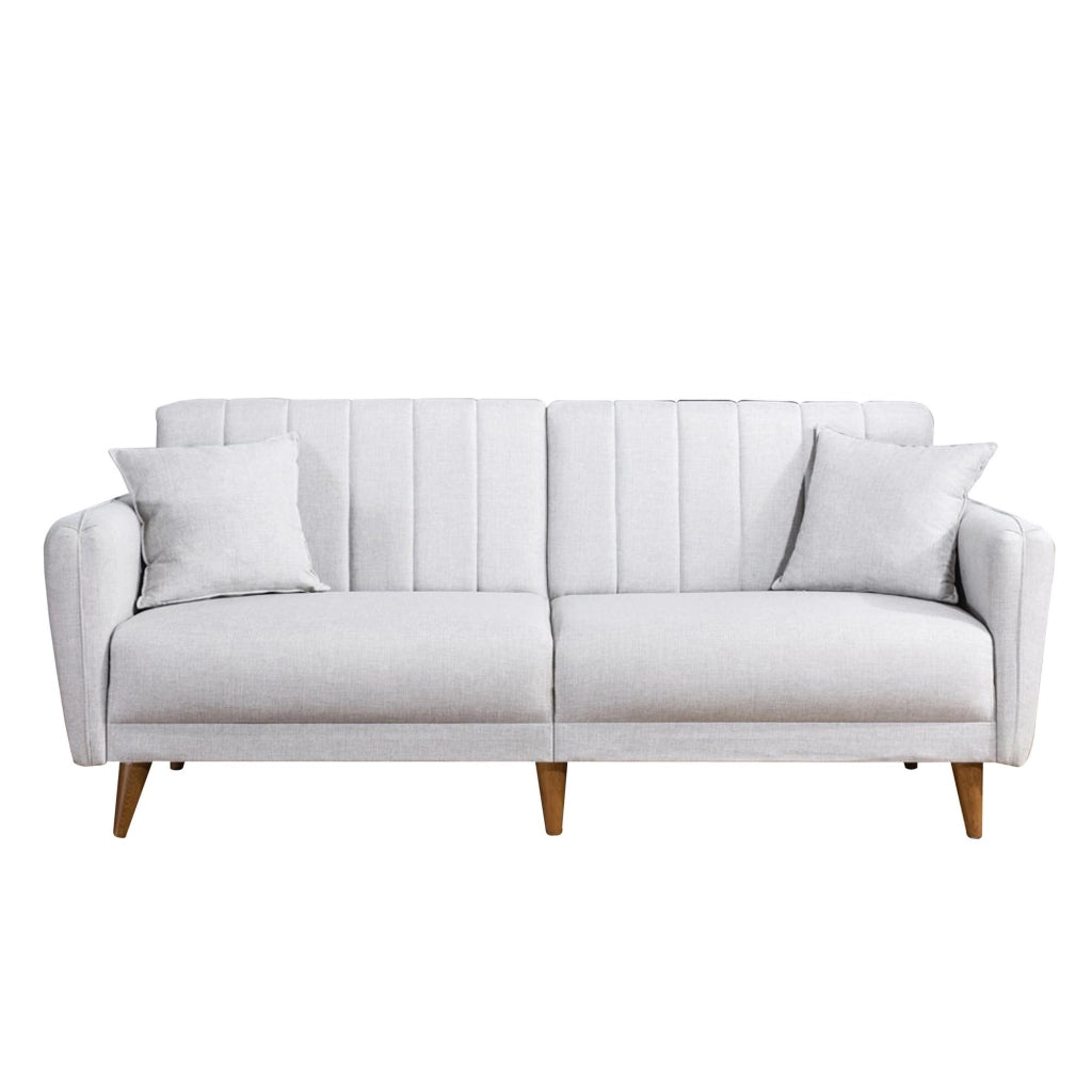 Divano letto a 3 posti in tessuto "Aqua" 205 x 85 x 85 cm - Crema