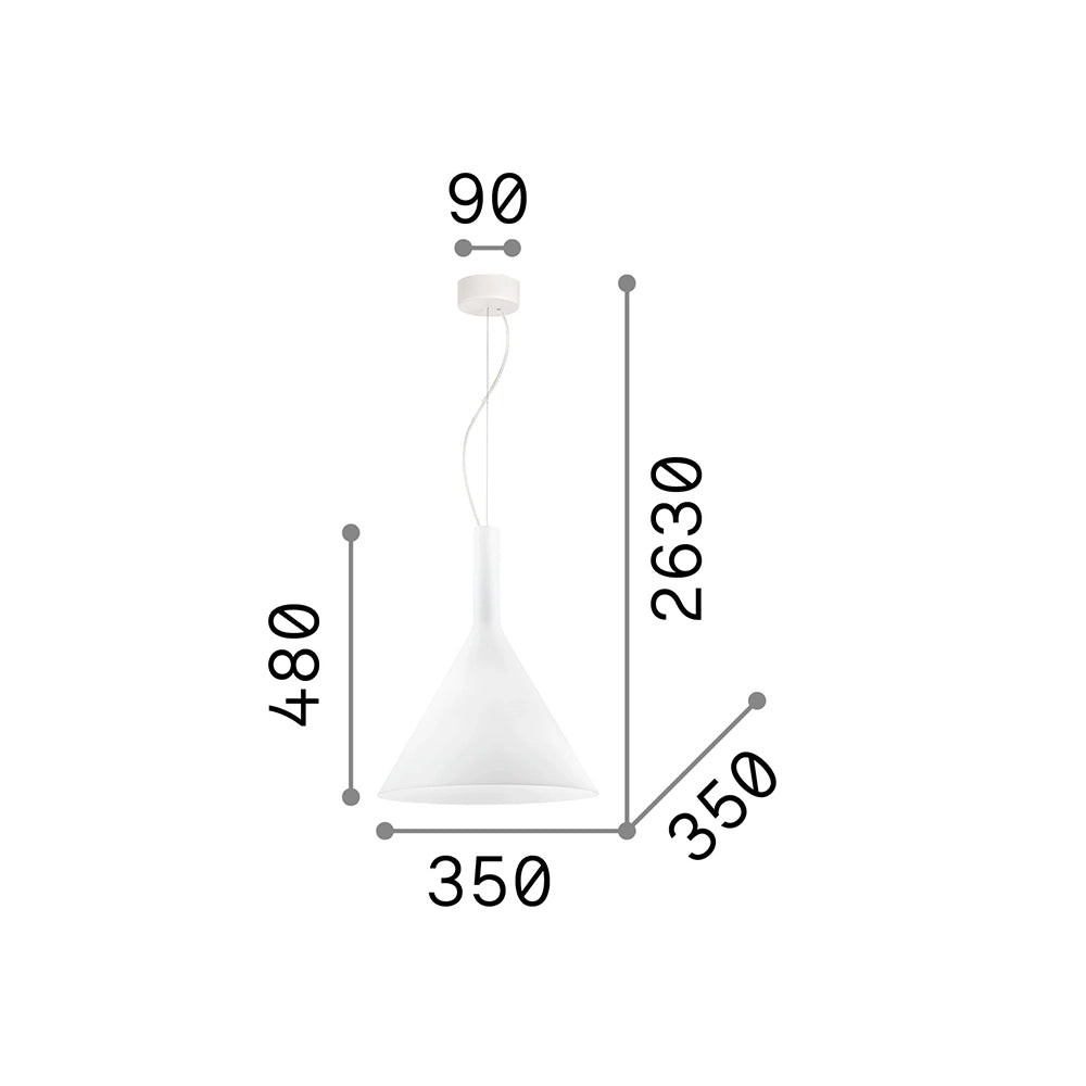 Sospensione Moderna Cocktail Vetro Bianco 1 Luce E27