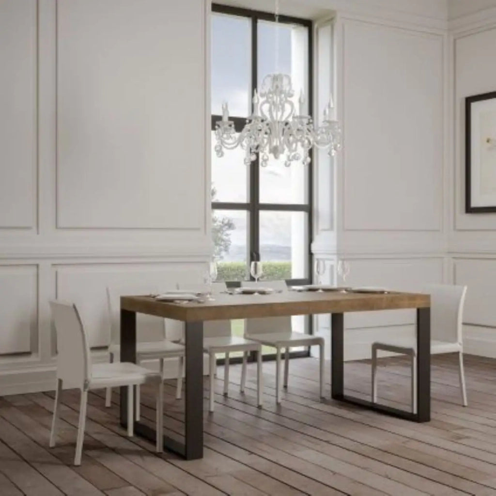 Tavolo allungabile 200/460x90 cm Tecno Premium colore noce gambe antracite