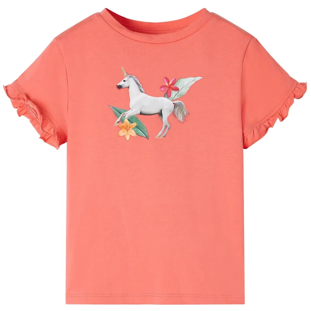 Maglietta da Bambina a Maniche Corte Corallo 104cod mxl 85352