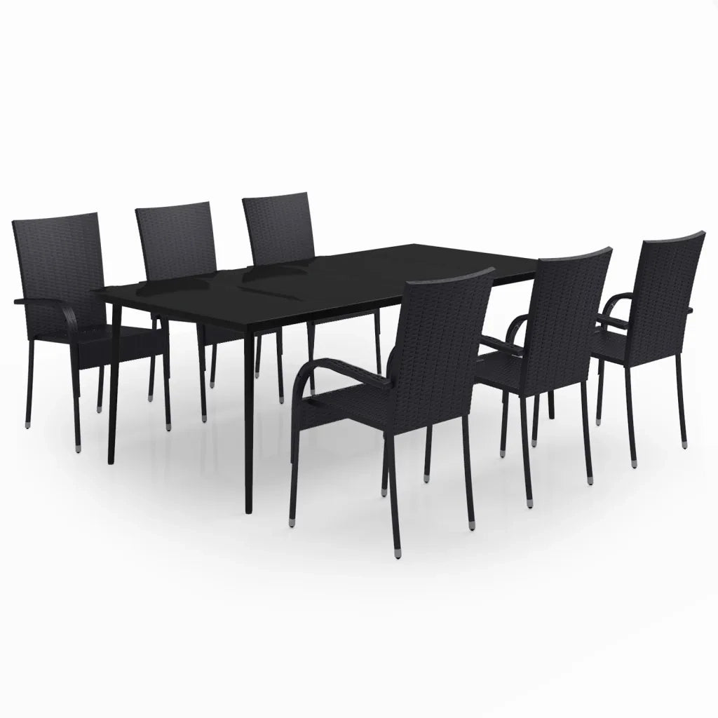 Set da Pranzo per Giardino 7 pz con Cuscini Neri cod mxl 41930