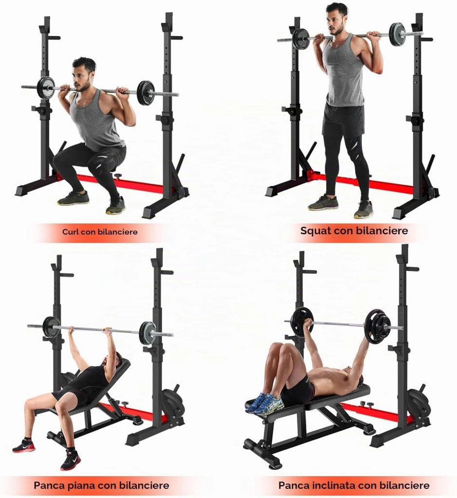 Rack da Squat, Supporto Bilanciere Regolabile, Stand per Sollevamento Pesi Multifunzione per casa, palestra Max 250 KG